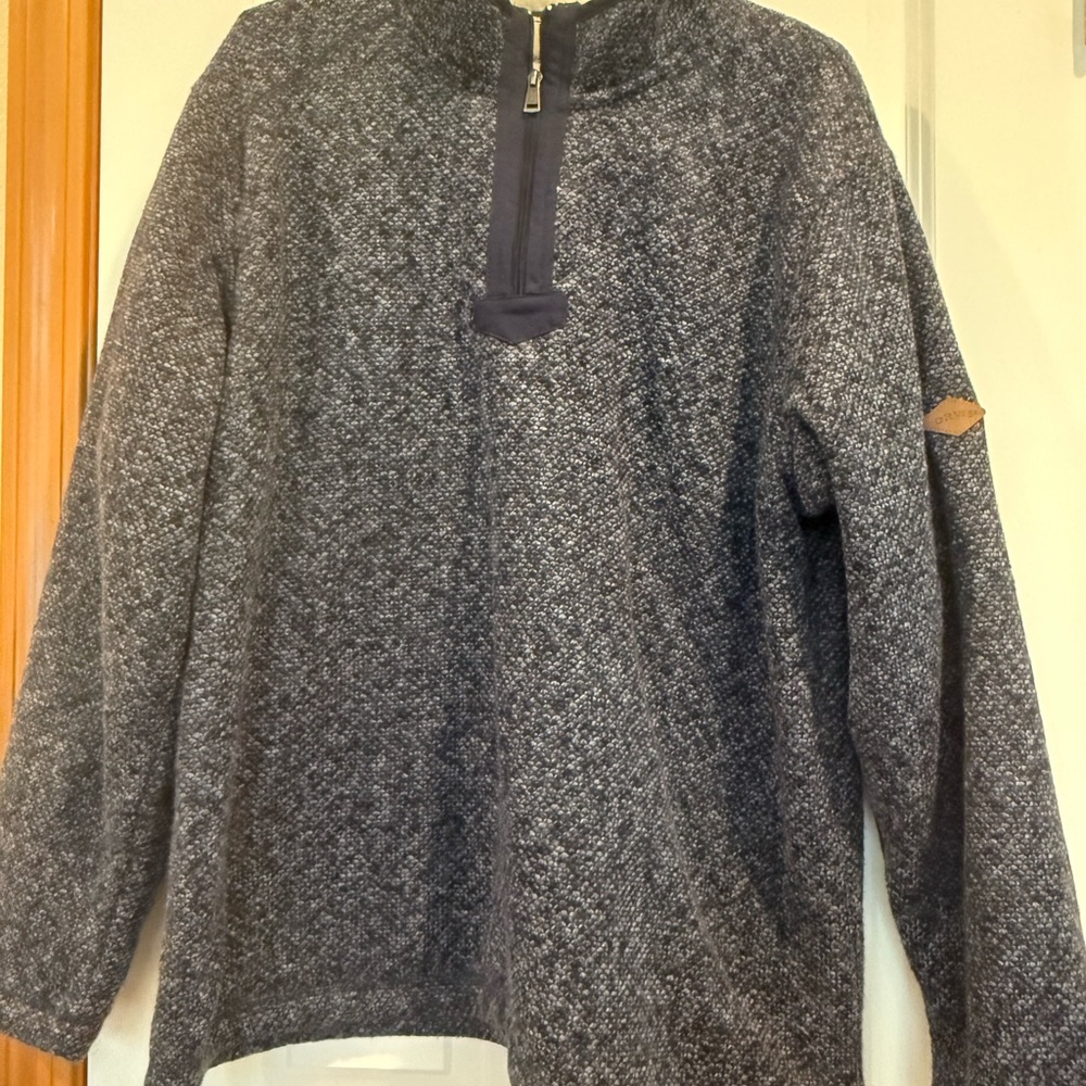 Orvis Gray Zip Up Sweater with Plush Texture